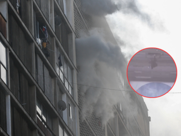 Persona atrapada por humo saltó desde balcón para escapar de incendio